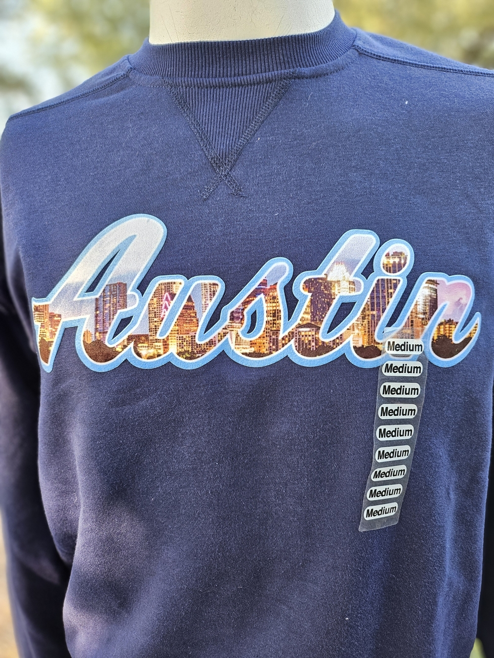 New W Tag Boxercraft Austin Velvet Skyline Graphic Crewneck Sweatshirt Blue M